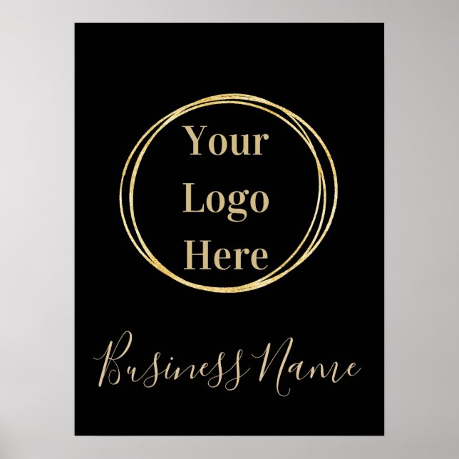 Custom Modern Minimalistic Black Gold Business Poster (Front)