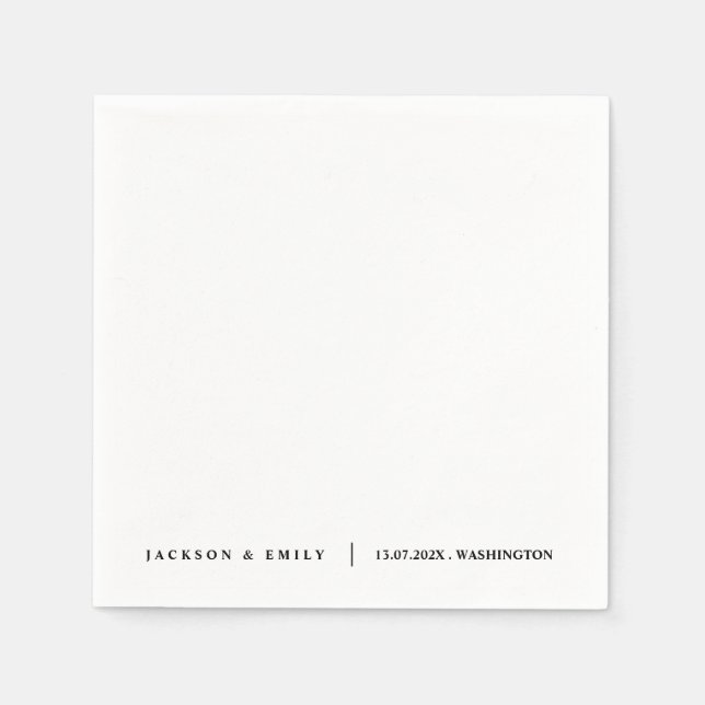 Custom Modern Minimalistic Wedding Napkin (Front)