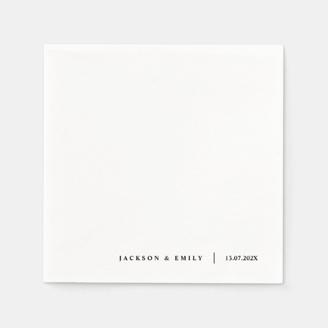 Custom Modern Minimalistic Wedding Napkin (Front)