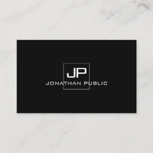Custom Modern Monogram Black White Template Business Card