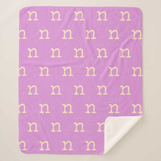 Custom Modern Monogram Initial Typewriter Pink Sherpa Blanket (Front)