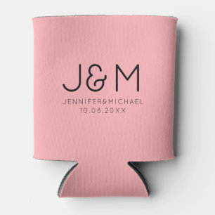 Custom Modern Monogram Template Wedding Date Can Cooler