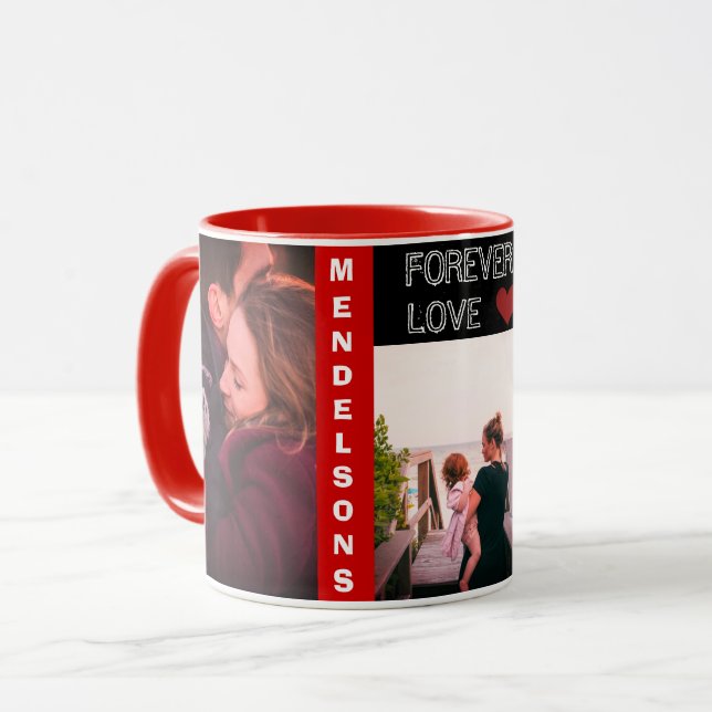 Custom modern multi photo and personalised text mug (Front Left)
