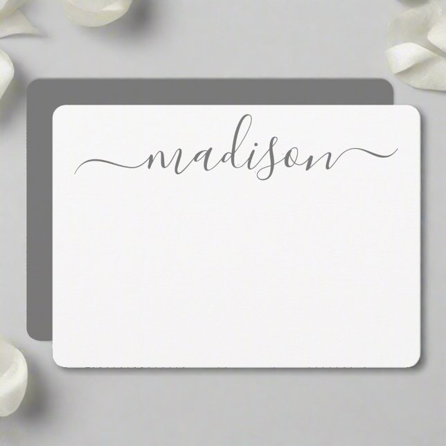 Custom Modern Name Grey Typography Script  Card (Creator Uploaded)