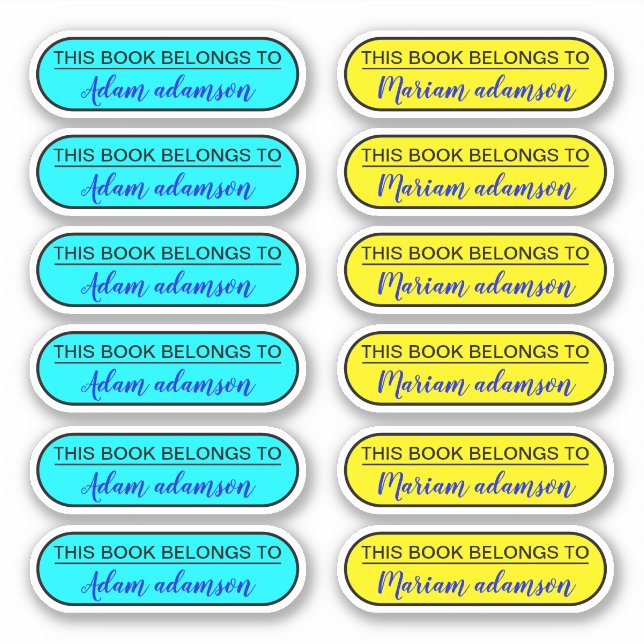 Custom Modern Name Stickers (This Book Belongs To) (Front)