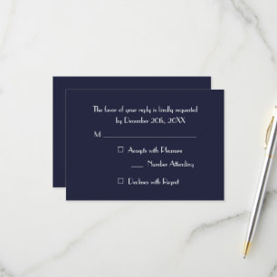 Custom Modern Navy Blue Party RSVP Invitation Card
