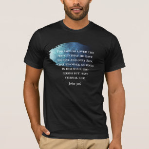 Custom Modern Nebula John 3:16 Bible Scripture T-Shirt