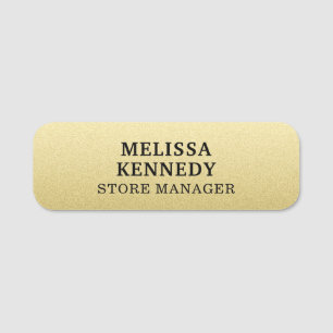 Custom modern personalised employee gold tone name tag