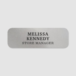 Custom modern personalised employee silver name tag