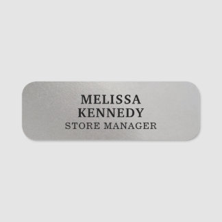 Custom modern personalised employee silver name tag