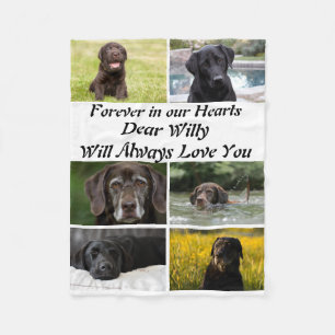 Custom modern Pet Memorial 6 Photo Collage Fleece Blanket