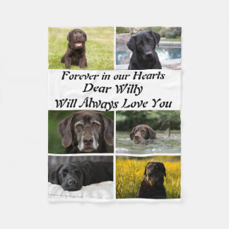 Custom modern Pet Memorial 6 Photo Collage Fleece Blanket