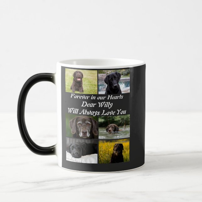 Custom modern Pet Memorial 6 Photo Collage   Magic Mug (Left)