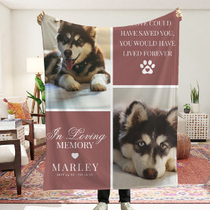 Custom Modern Pet Memorial Photo Fleece Blanket