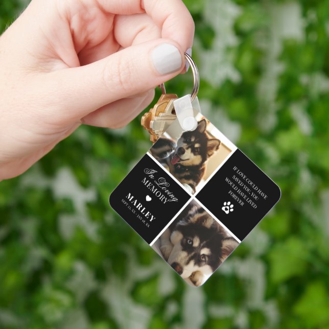 Custom Modern Pet Memorial Photo  Key Ring (Hand)