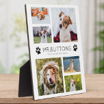Custom Modern Pet Name Photo Collage Dog Cat Lover Plaque<br><div class="desc">Simple,  modern pet photo plaque featuring your favourite pictures of your fur baby in a minimalist photo collage with custom name and message alongside paw prints. This is the black version.</div>