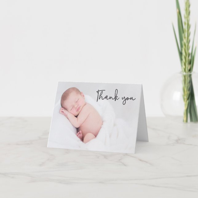 Custom Modern Photo Baby Shower Thank you Card (Front)