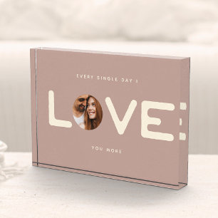 Custom Modern Photo LOVE Valentines Couple Gift Block