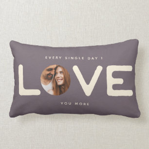 Custom Modern Photo LOVE Valentines Couple Gift Lumbar Cushion