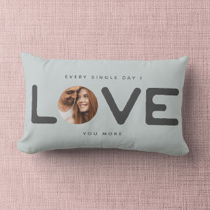 Custom Modern Photo LOVE Valentines Couple Gift Lumbar Cushion