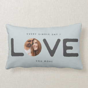 Custom Modern Photo LOVE Valentines Couple Gift Lumbar Cushion