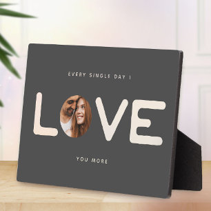 Custom Modern Photo LOVE Valentines Couple Gift Plaque