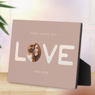 Custom Modern Photo LOVE Valentines Couple Gift Plaque