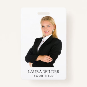 Custom Modern Photo Name Title  ID Badge