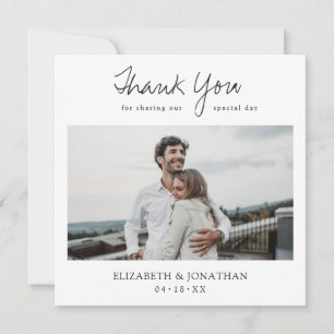 Custom Modern Photo Wedding Thank You Card