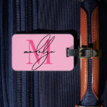 Custom Modern Pink Initial Name Monogram Luggage Tag<br><div class="desc">Create Your Own Stylish Modern Custom World Traveler Pink Initial Name Monogram Luggage Tag. This chic and girly luggage tag brings a fun and vibrant touch to any travel experience, making it the perfect accessory for the world traveler or anyone with a serious case of wanderlust. The front features a...</div>