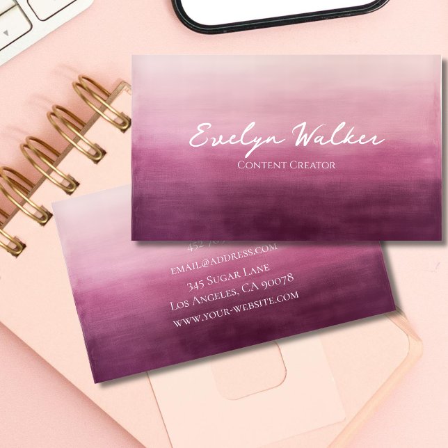 Custom  Modern Pink Watercolor Business Cards (Creator Uploaded)