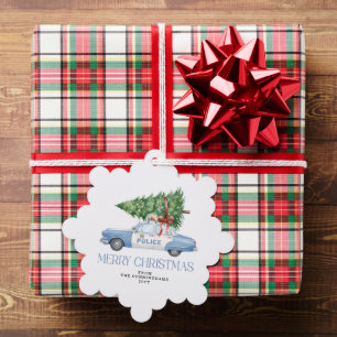 Custom Modern Police Officer Christmas Holidays Tree Decoration Card