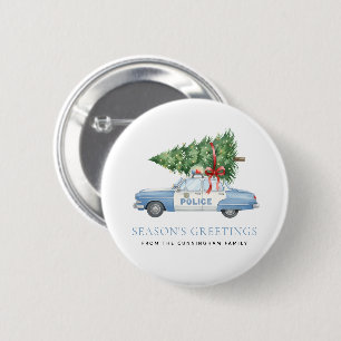 Custom Modern Police Officer Christmas Tree Car 6 Cm Round Badge