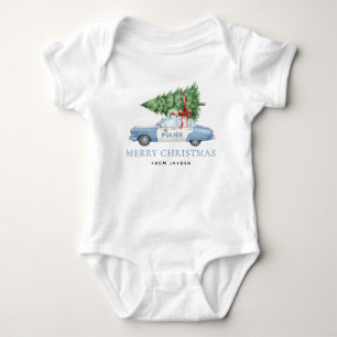 Custom Modern Police Officer Christmas Tree Car Baby Bodysuit