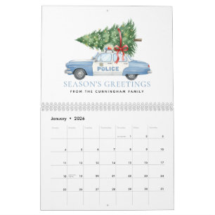 Custom Modern Police Officer Christmas Tree Car Calendar