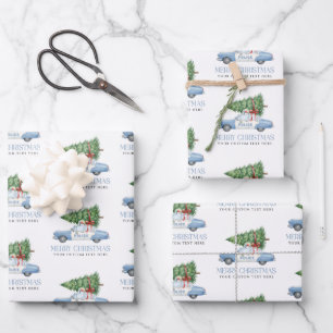 Custom Modern Police Officer Christmas Tree Car Wrapping Paper Sheet