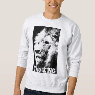 Custom Modern Pop Art Lion Head The King Men's Ash Sweatshirt