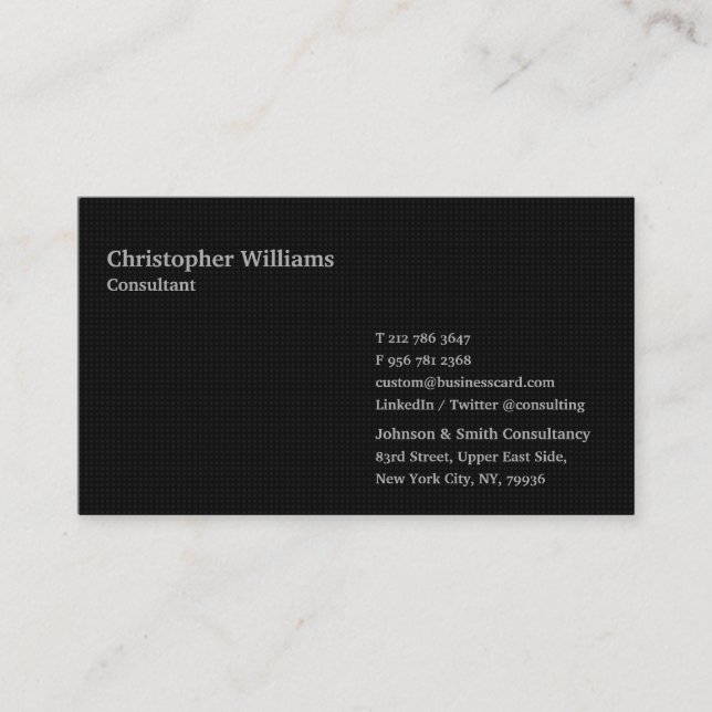 Custom Modern Professional Black Geometric Pattern Business Card (Front)