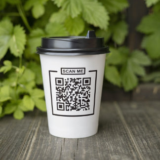 Custom Modern QR Code Black & White Business Paper Cups