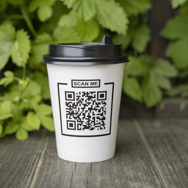 Custom Modern QR Code Black & White Business  Paper Cups (Creator Uploaded)