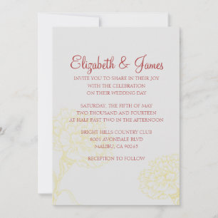 Custom Modern Red and Gold Wedding Invitations