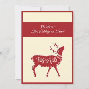 Custom Modern Red Reindeer Christmas Holiday Card