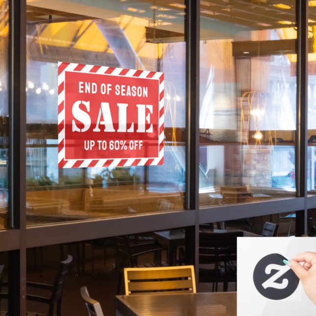 Custom Modern Red Stripes Business Store Sale (Restaurant Window)