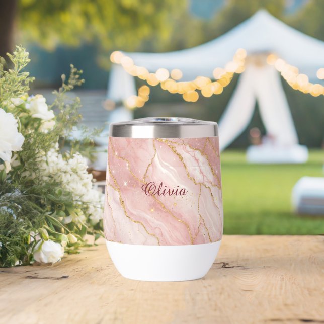 Custom Modern Rose Quartz Marble Gold (Wedding (Rotated))