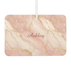 Custom Modern Rose Quartz Marble Gold Car Air Freshener