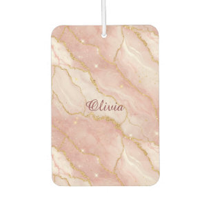 Custom Modern Rose Quartz Marble Gold Car Air Freshener