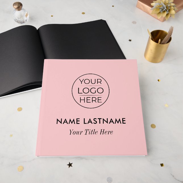 Custom Modern Round Business Logo Guest Book (Front Open)