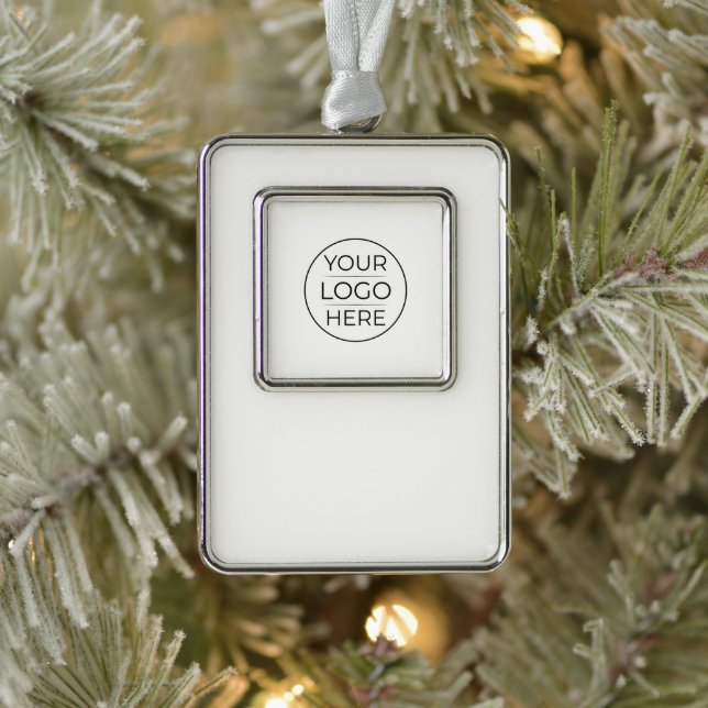 Custom Modern Round Business Logo Silver Plated Framed Ornament (Tree)