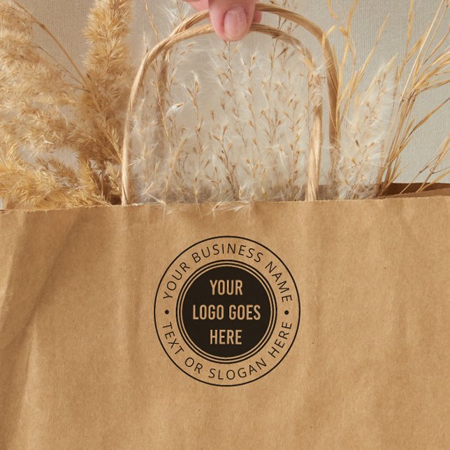 Custom Modern Round Business Logo With Slogan Self-inking Stamp (Rubber Stamp Mock-up)