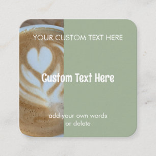 Custom Modern Sage Green Cafe Photo Template Square Business Card
